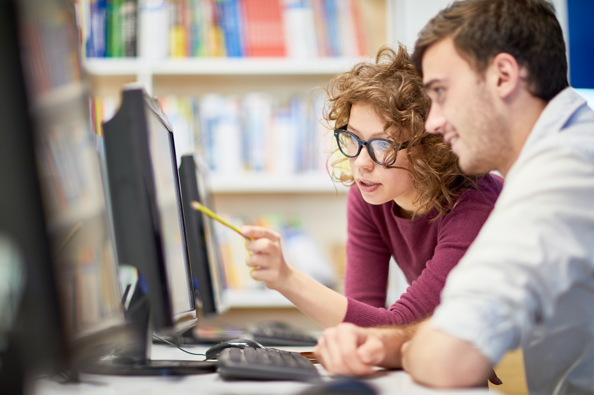 Students using computer