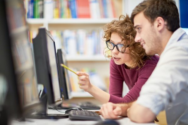 Students using computer